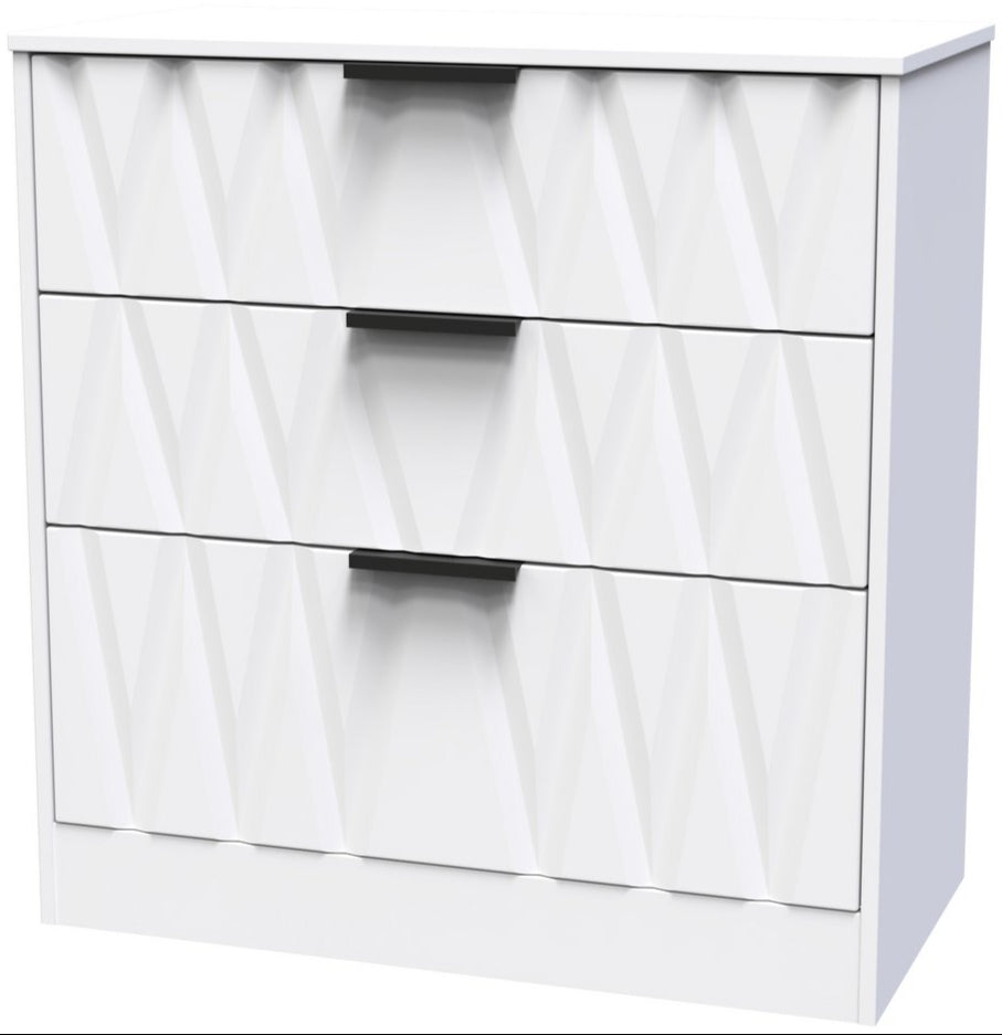 Las Vegas 3 Drawer Deep Chest with Black Handles
