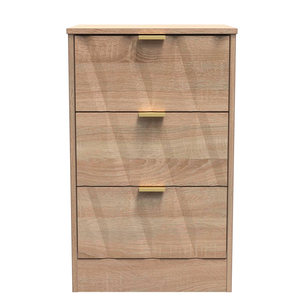 Las Vegas 3 Drawer Bedside Table with Gold Handles