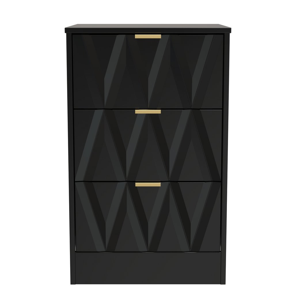 Las Vegas 3 Drawer Bedside Table with Gold Handles