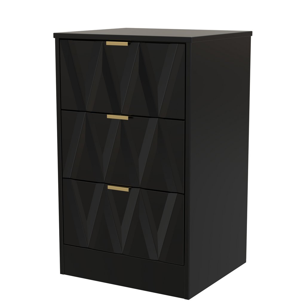 Las Vegas 3 Drawer Bedside Table with Gold Handles