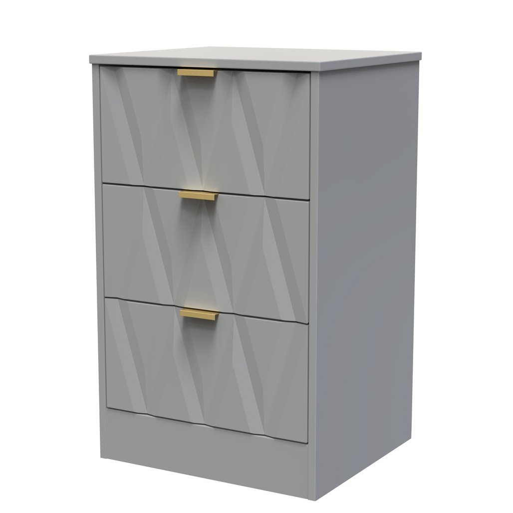 Las Vegas 3 Drawer Bedside Table with Gold Handles