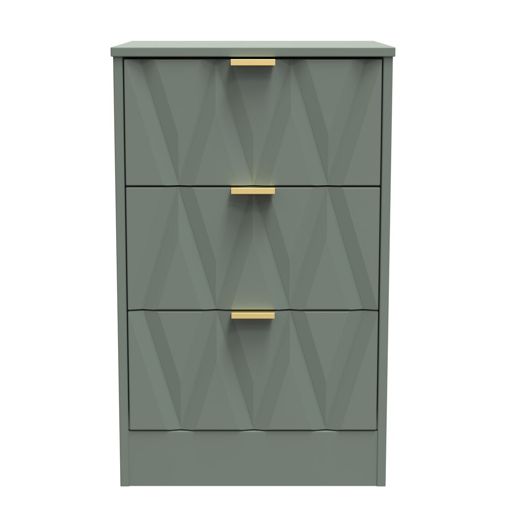 Las Vegas 3 Drawer Bedside Table with Gold Handles