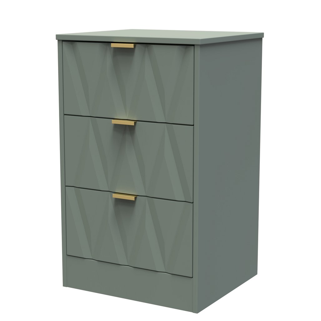 Las Vegas 3 Drawer Bedside Table with Gold Handles