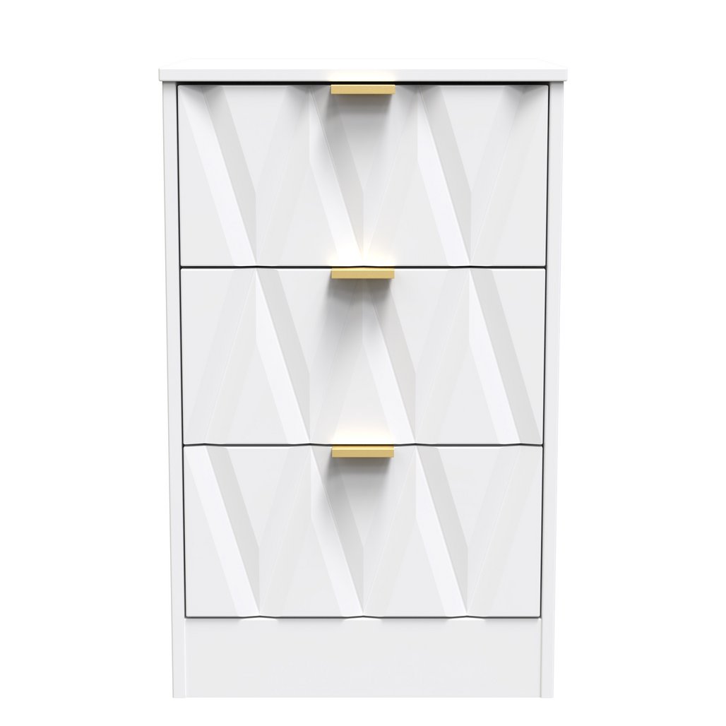 Las Vegas 3 Drawer Bedside Table with Gold Handles