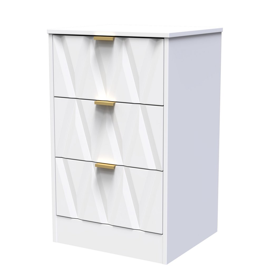 Las Vegas 3 Drawer Bedside Table with Gold Handles