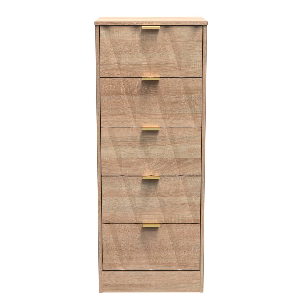Las Vegas 5 Drawer Bedside Table with Gold Handles