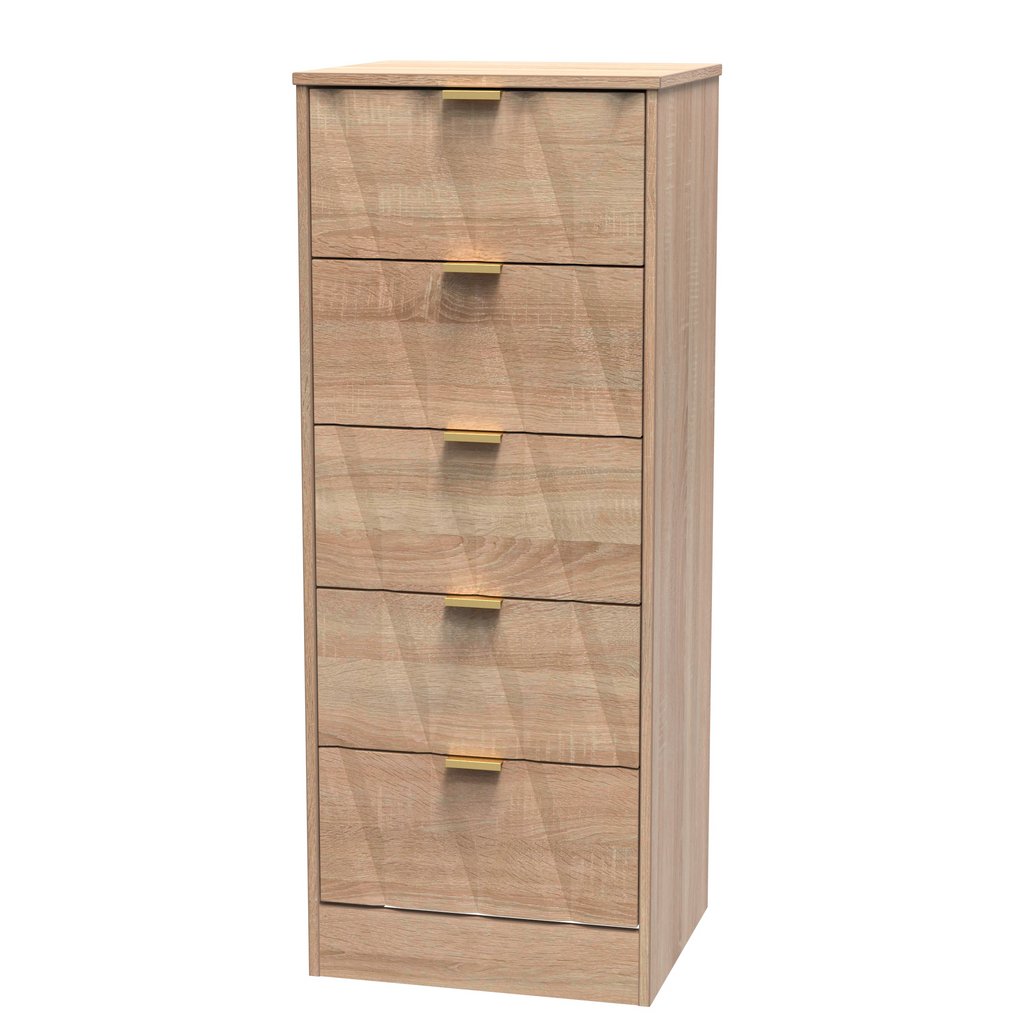 Las Vegas 5 Drawer Bedside Table with Gold Handles