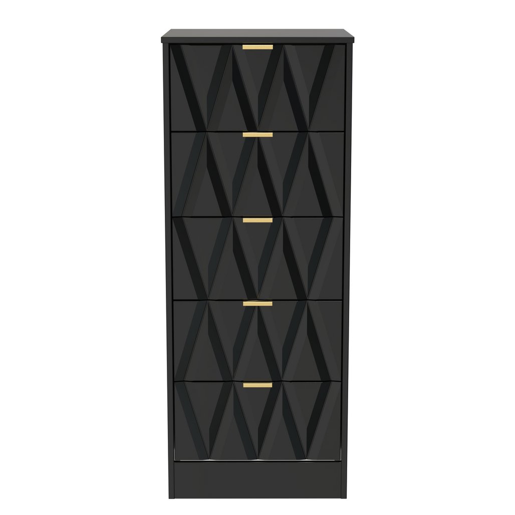 Las Vegas 5 Drawer Bedside Table with Gold Handles