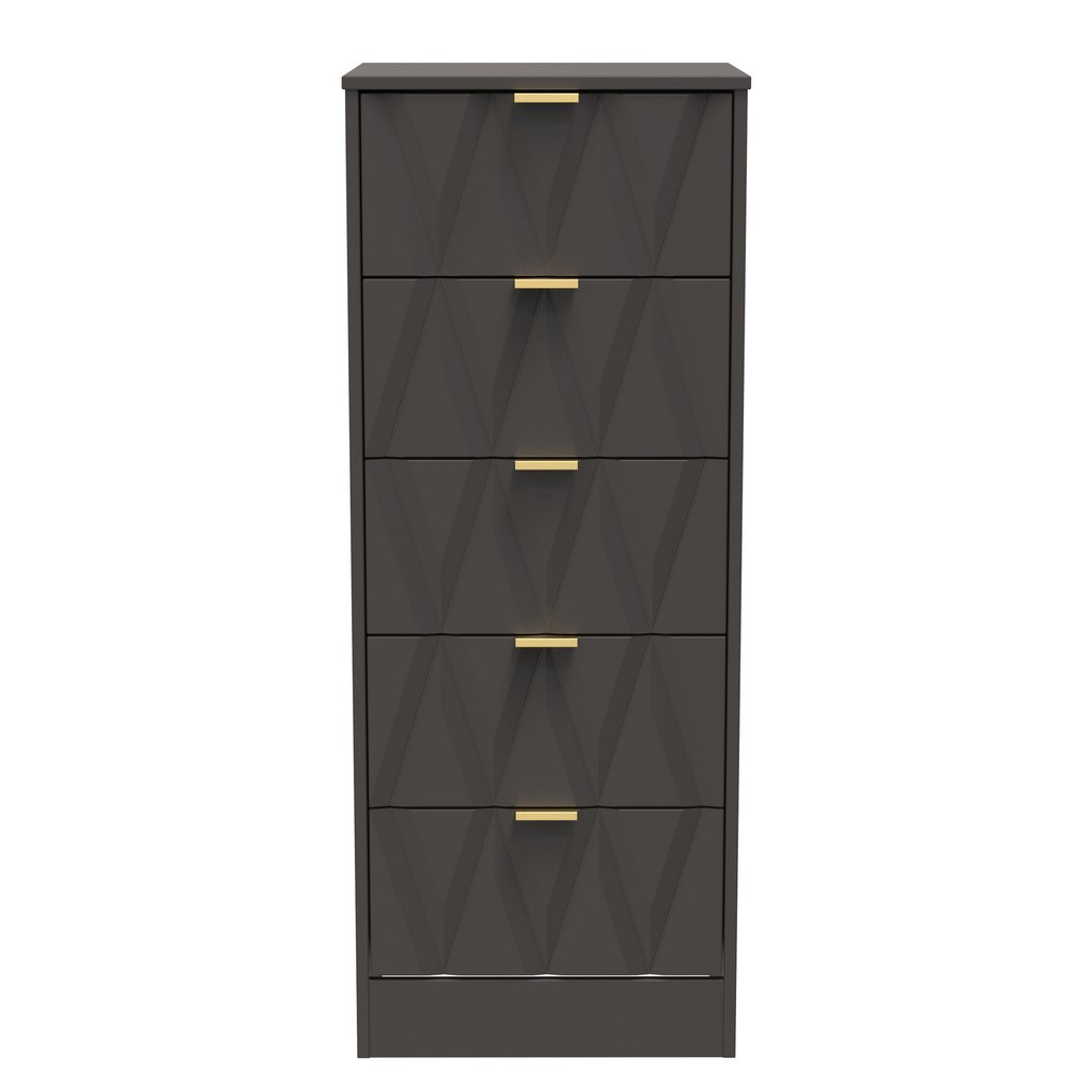 Las Vegas 5 Drawer Bedside Table with Gold Handles