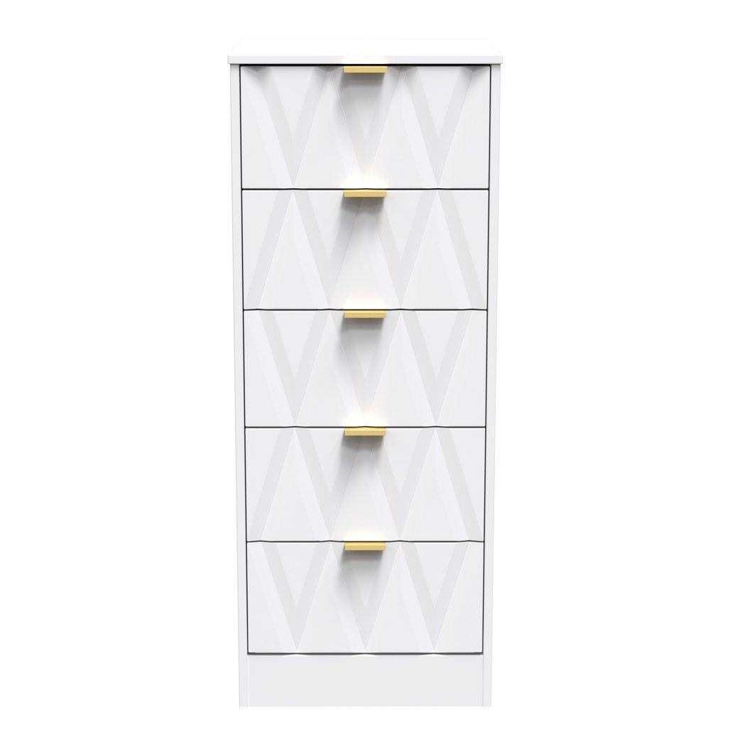 Las Vegas 5 Drawer Bedside Table with Gold Handles