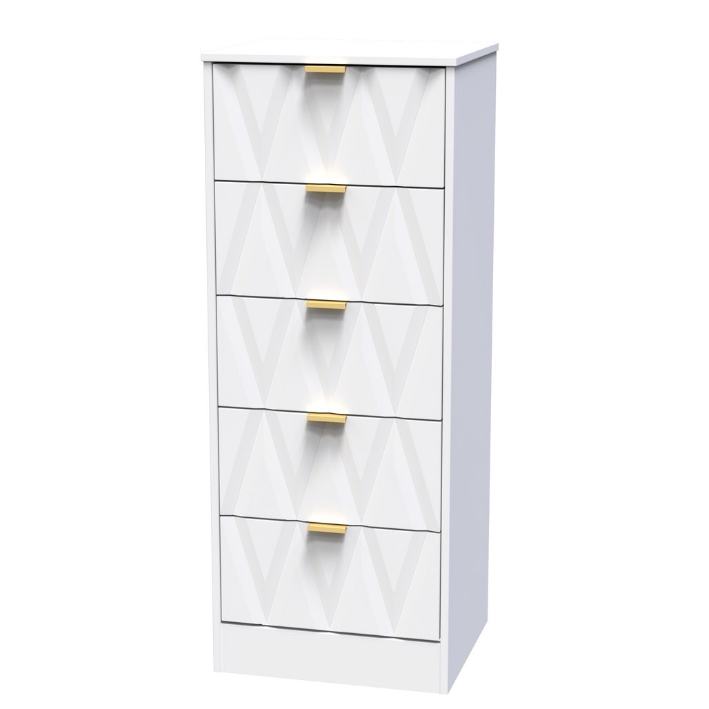 Las Vegas 5 Drawer Bedside Table with Gold Handles