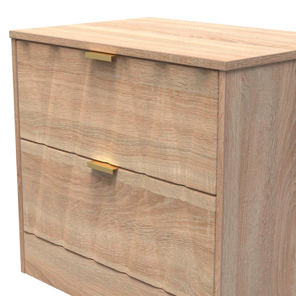 Las Vegas 2 Drawer Midi Chest with Gold Handles