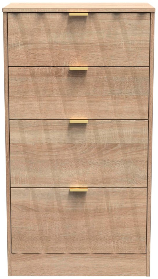 Las Vegas 4 Drawer Deep Midi Chest with Gold Handles