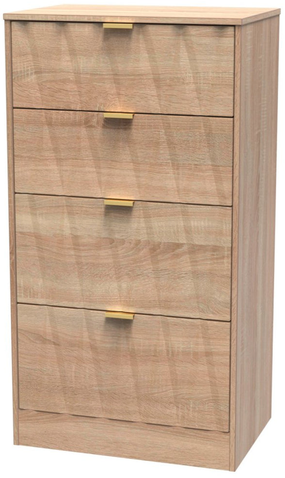 Las Vegas 4 Drawer Deep Midi Chest with Gold Handles