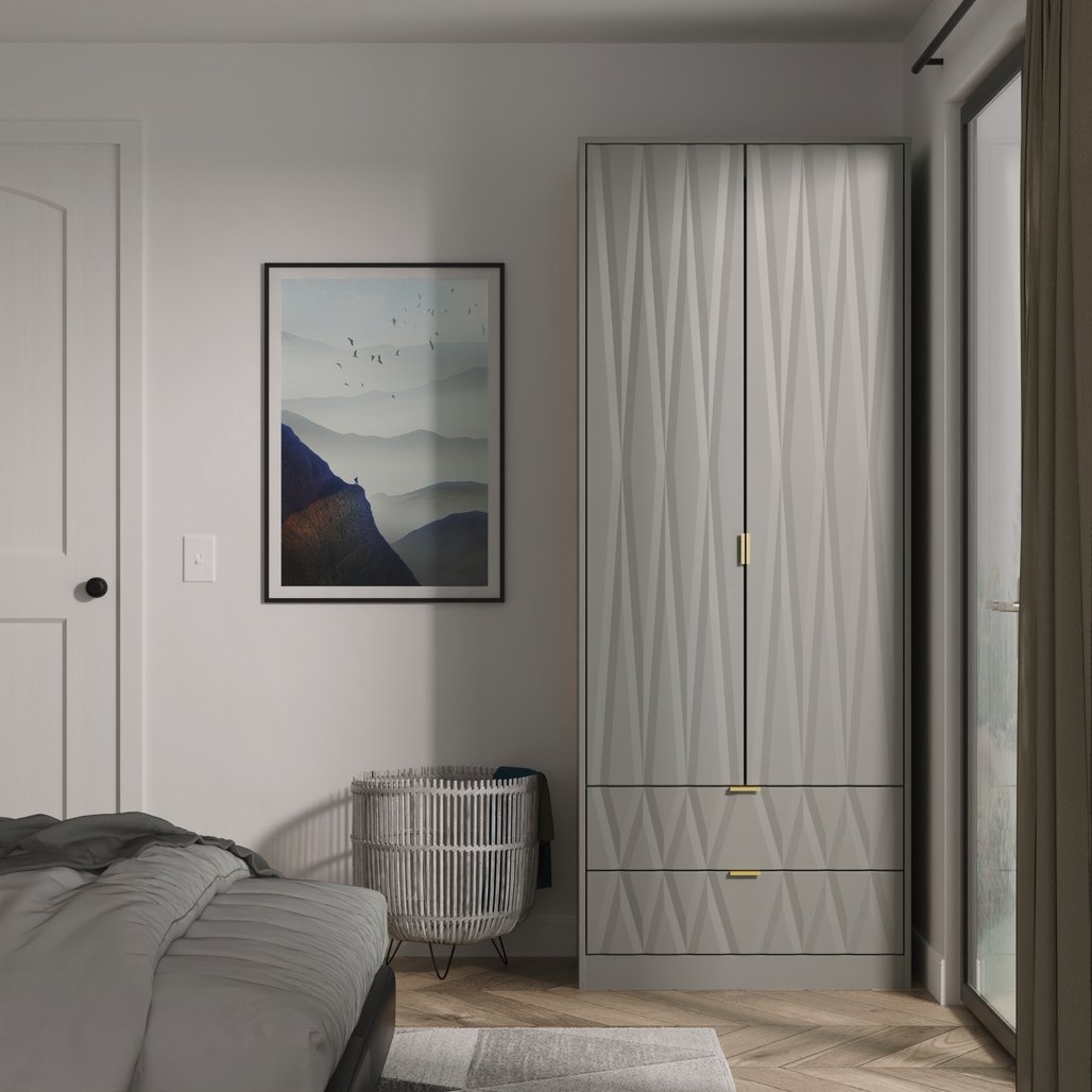 Las Vegas Tall 2 Door 2 Drawer Double Wardrobe with Gold Handles