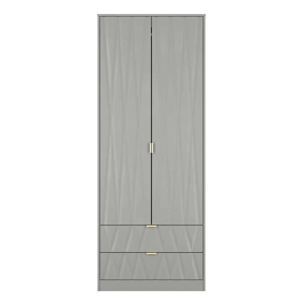Las Vegas Tall 2 Door 2 Drawer Double Wardrobe with Gold Handles