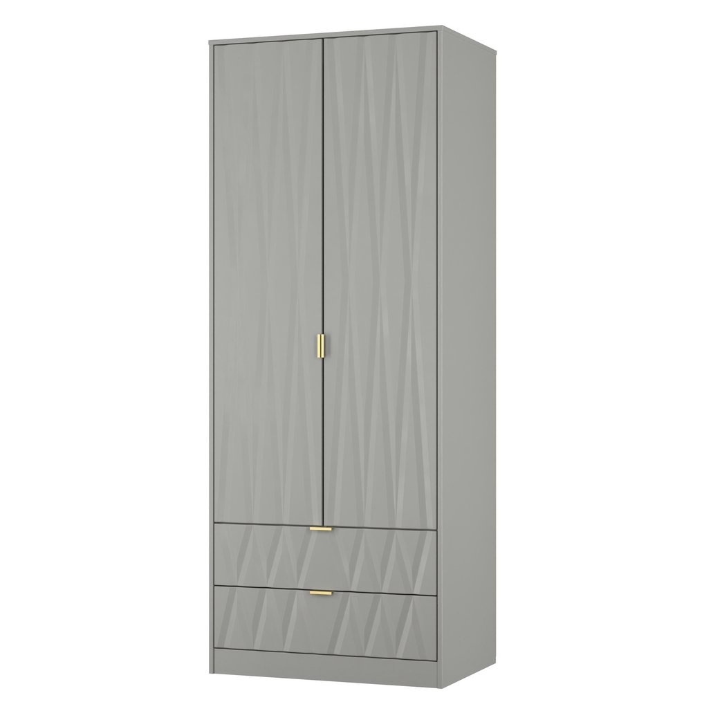 Las Vegas Tall 2 Door 2 Drawer Double Wardrobe with Gold Handles