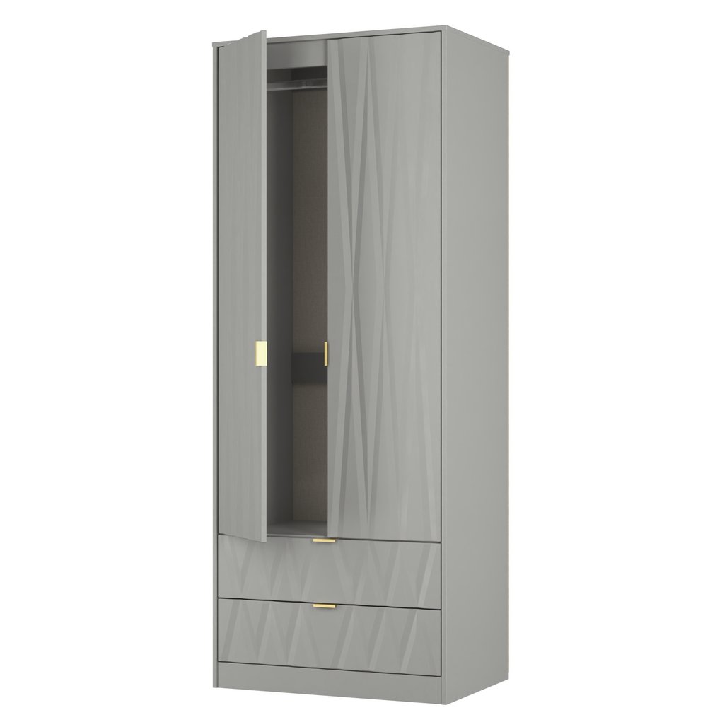 Las Vegas Tall 2 Door 2 Drawer Double Wardrobe with Gold Handles