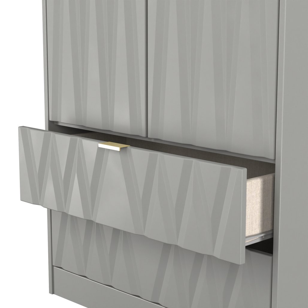 Las Vegas Tall 2 Door 2 Drawer Double Wardrobe with Gold Handles