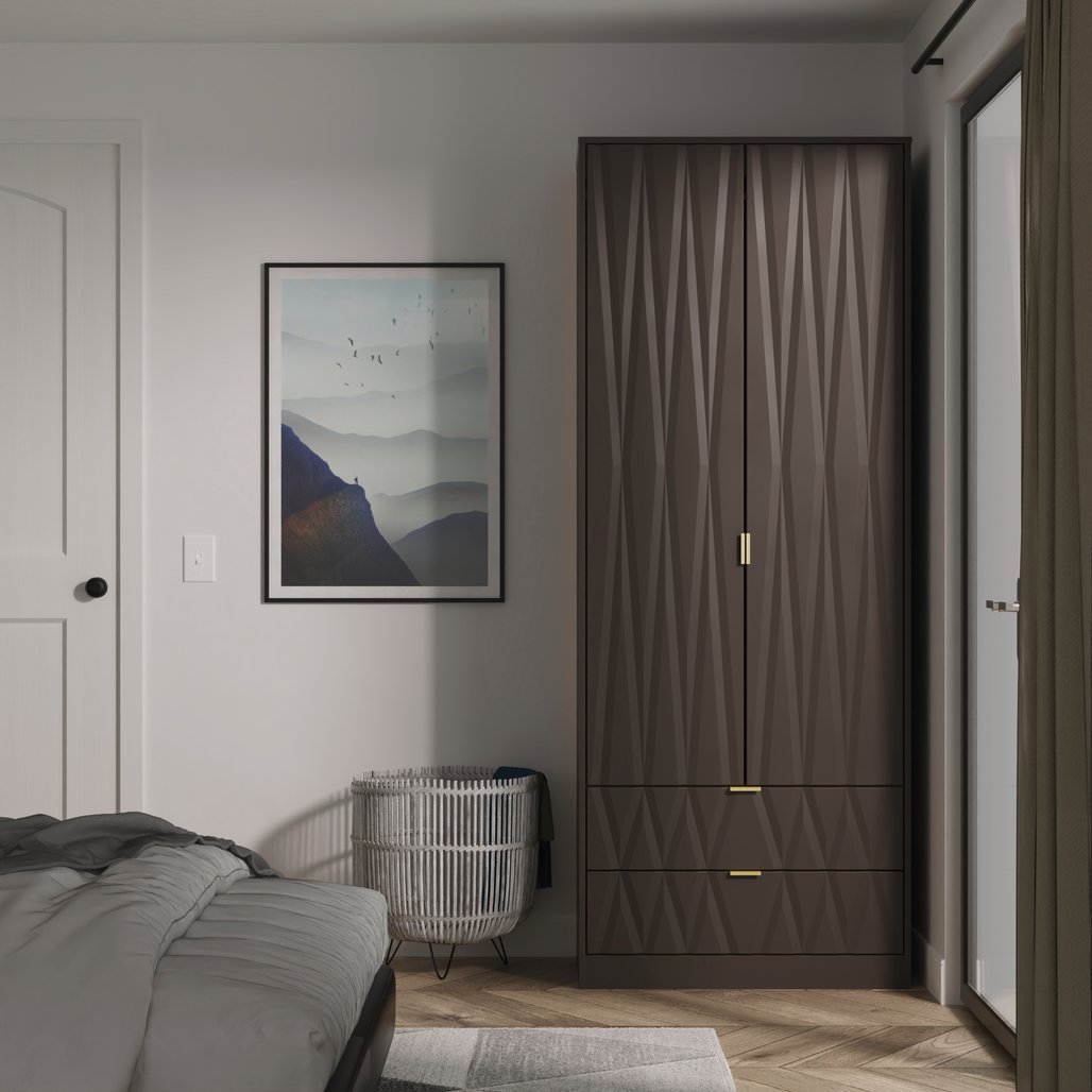 Las Vegas Tall 2 Door 2 Drawer Double Wardrobe with Gold Handles
