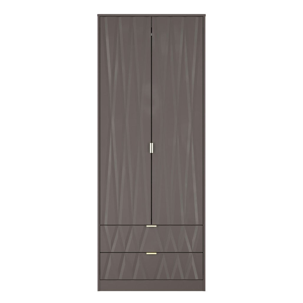Las Vegas Tall 2 Door 2 Drawer Double Wardrobe with Gold Handles