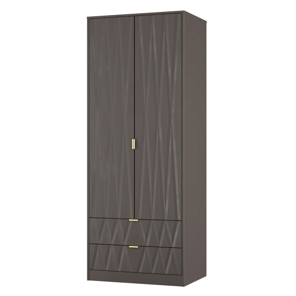 Las Vegas Tall 2 Door 2 Drawer Double Wardrobe with Gold Handles