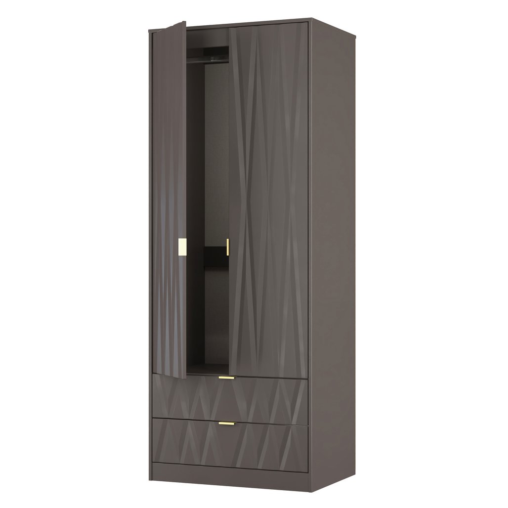 Las Vegas Tall 2 Door 2 Drawer Double Wardrobe with Gold Handles