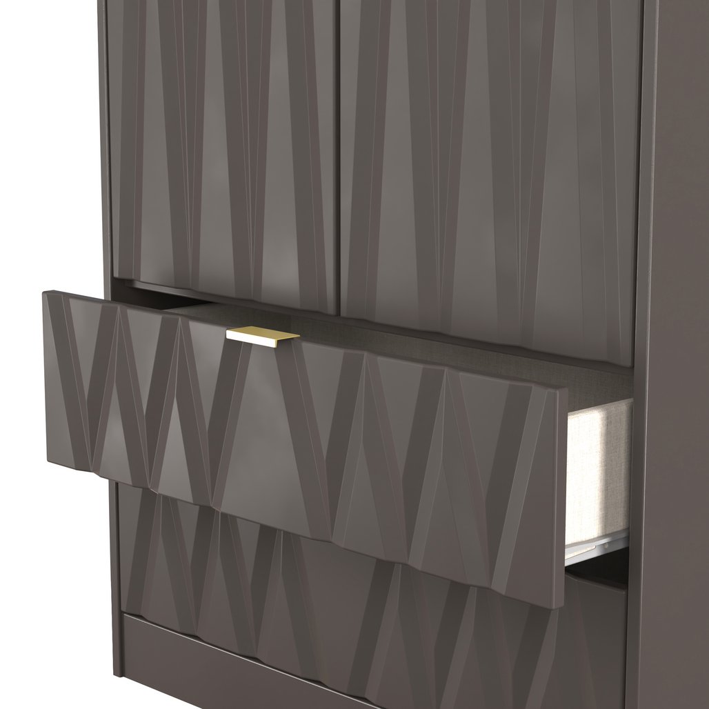 Las Vegas Tall 2 Door 2 Drawer Double Wardrobe with Gold Handles