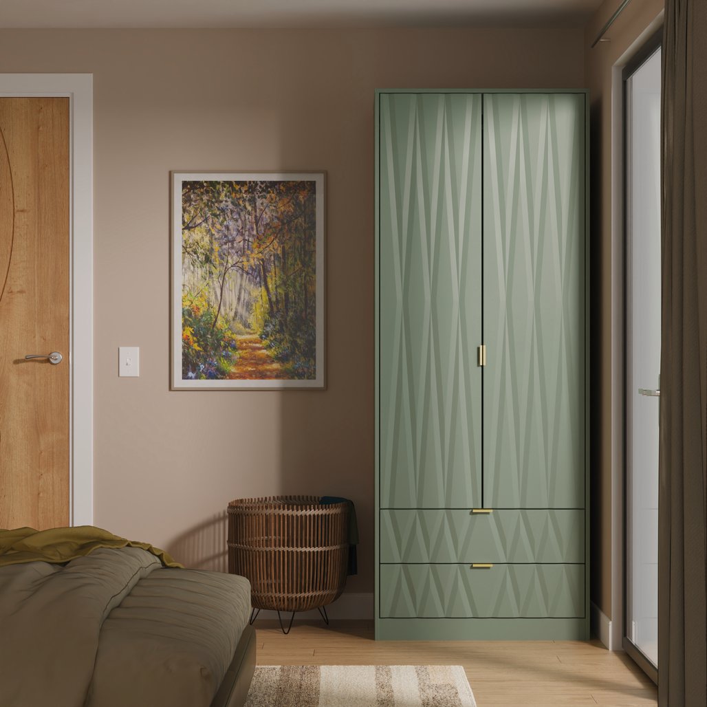 Las Vegas Tall 2 Door 2 Drawer Double Wardrobe with Gold Handles