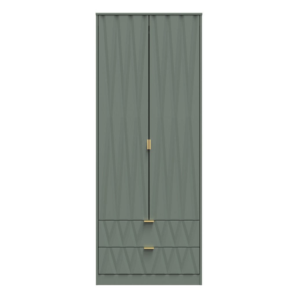Las Vegas Tall 2 Door 2 Drawer Double Wardrobe with Gold Handles