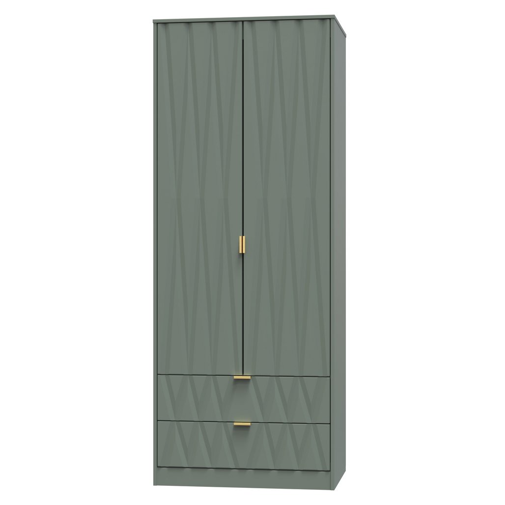 Las Vegas Tall 2 Door 2 Drawer Double Wardrobe with Gold Handles