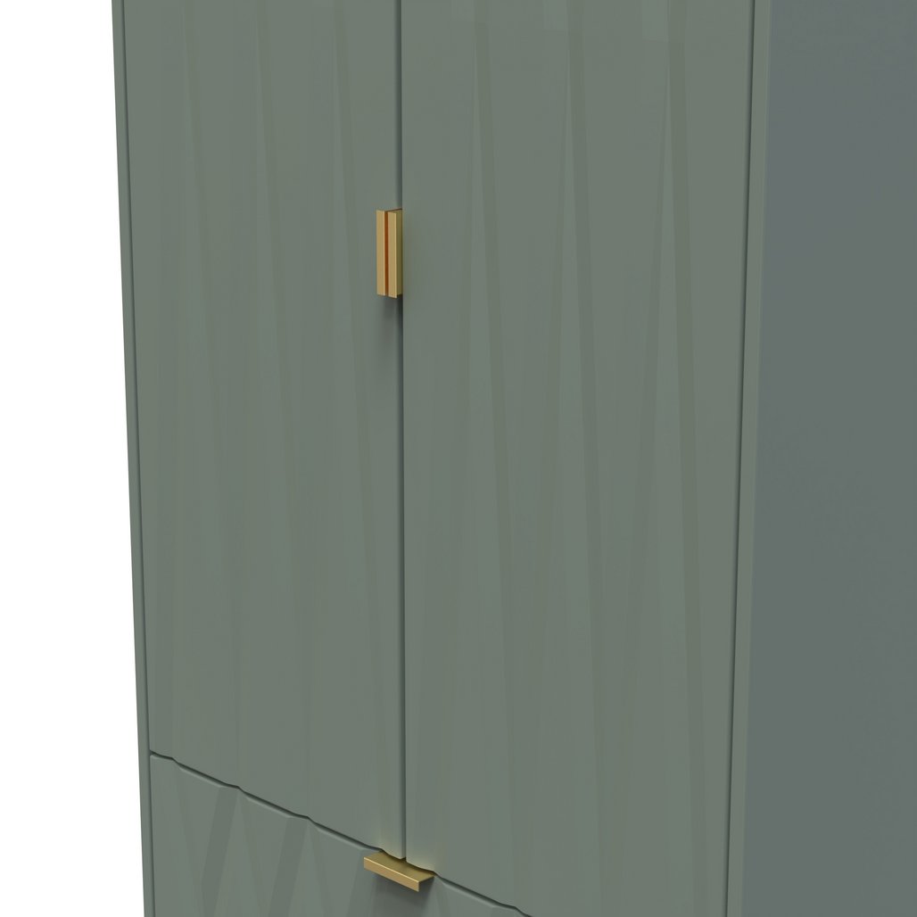 Las Vegas Tall 2 Door 2 Drawer Double Wardrobe with Gold Handles