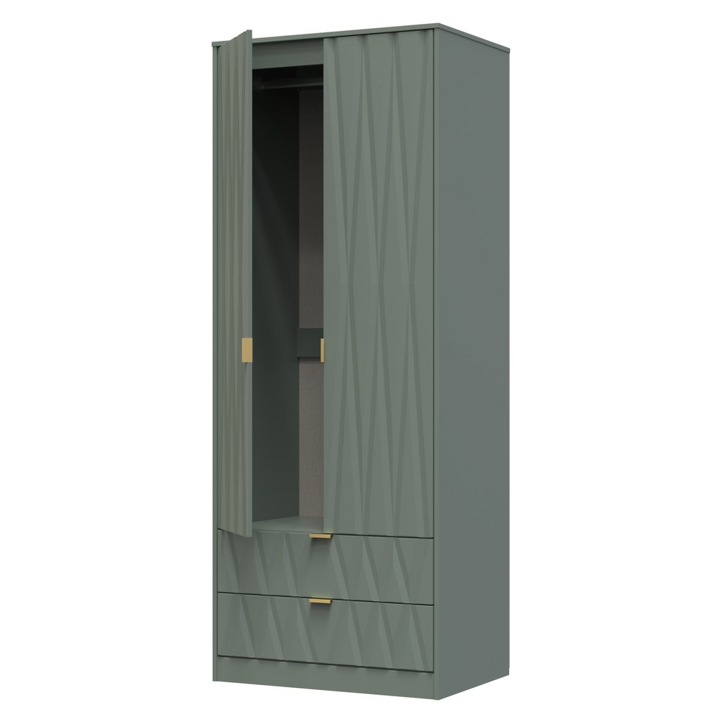 Las Vegas Tall 2 Door 2 Drawer Double Wardrobe with Gold Handles