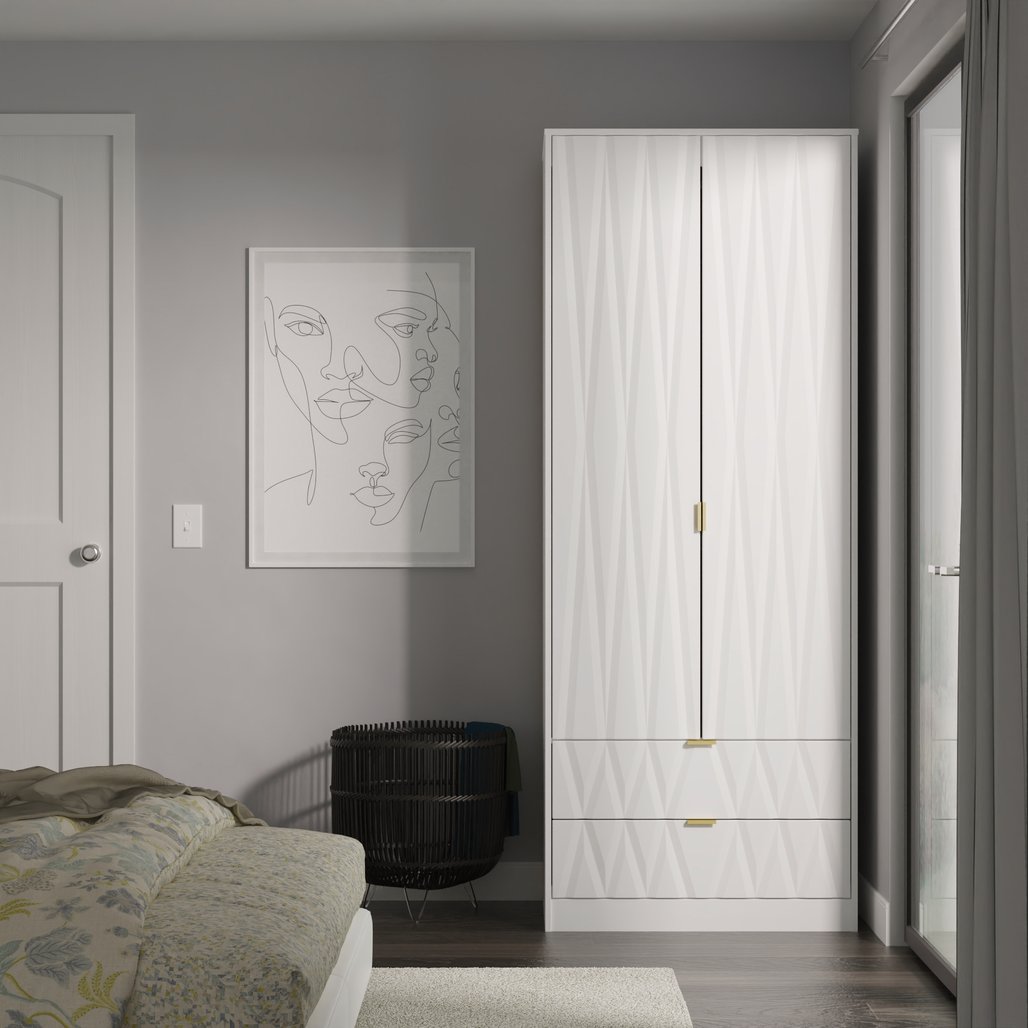 Las Vegas Tall 2 Door 2 Drawer Double Wardrobe with Gold Handles