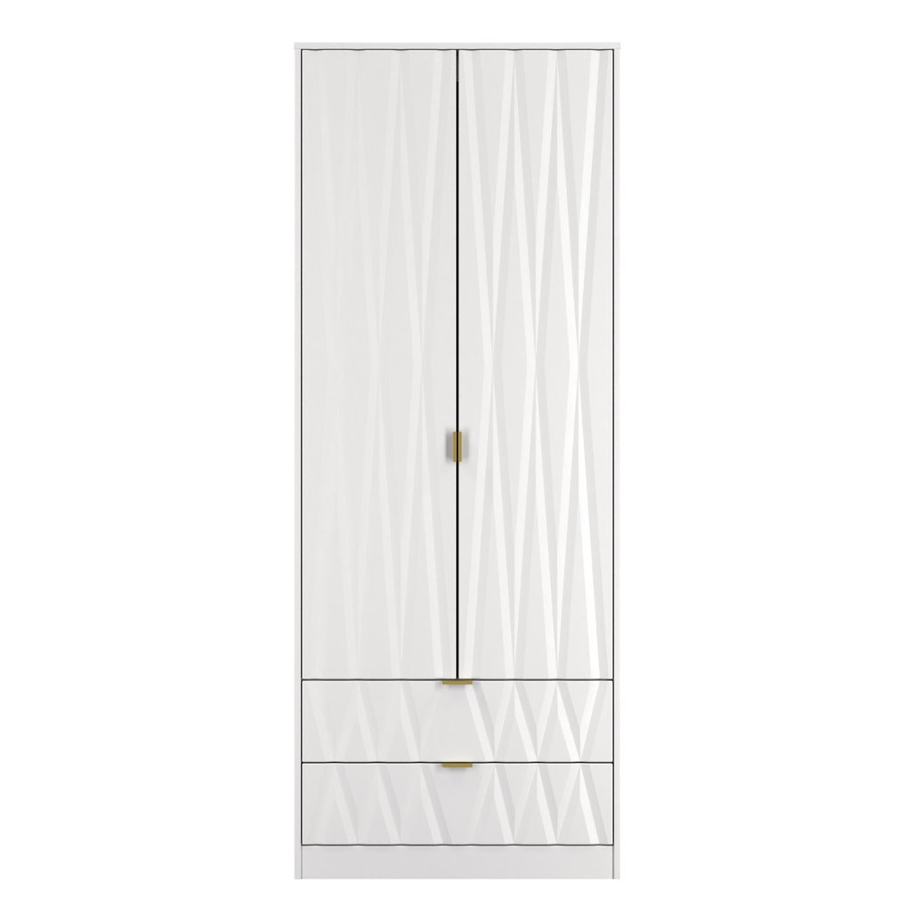 Las Vegas Tall 2 Door 2 Drawer Double Wardrobe with Gold Handles