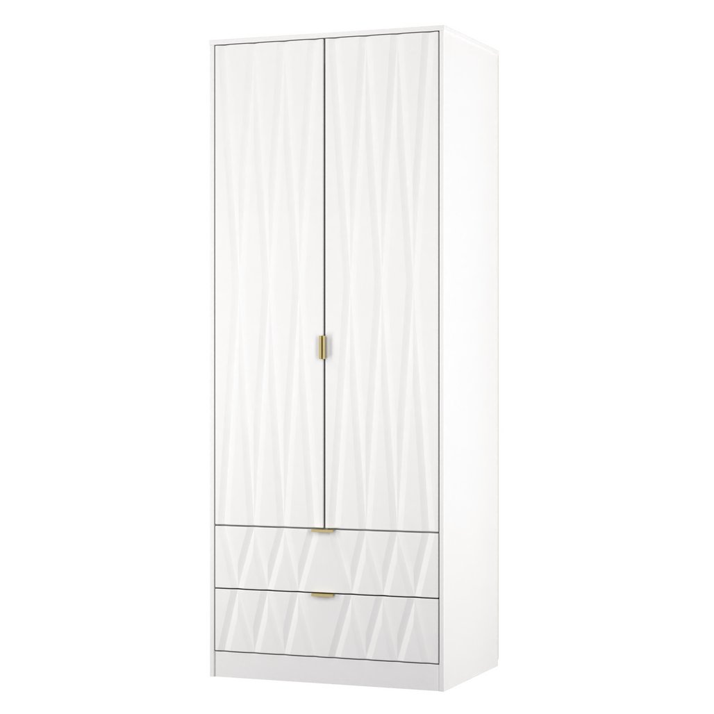 Las Vegas Tall 2 Door 2 Drawer Double Wardrobe with Gold Handles