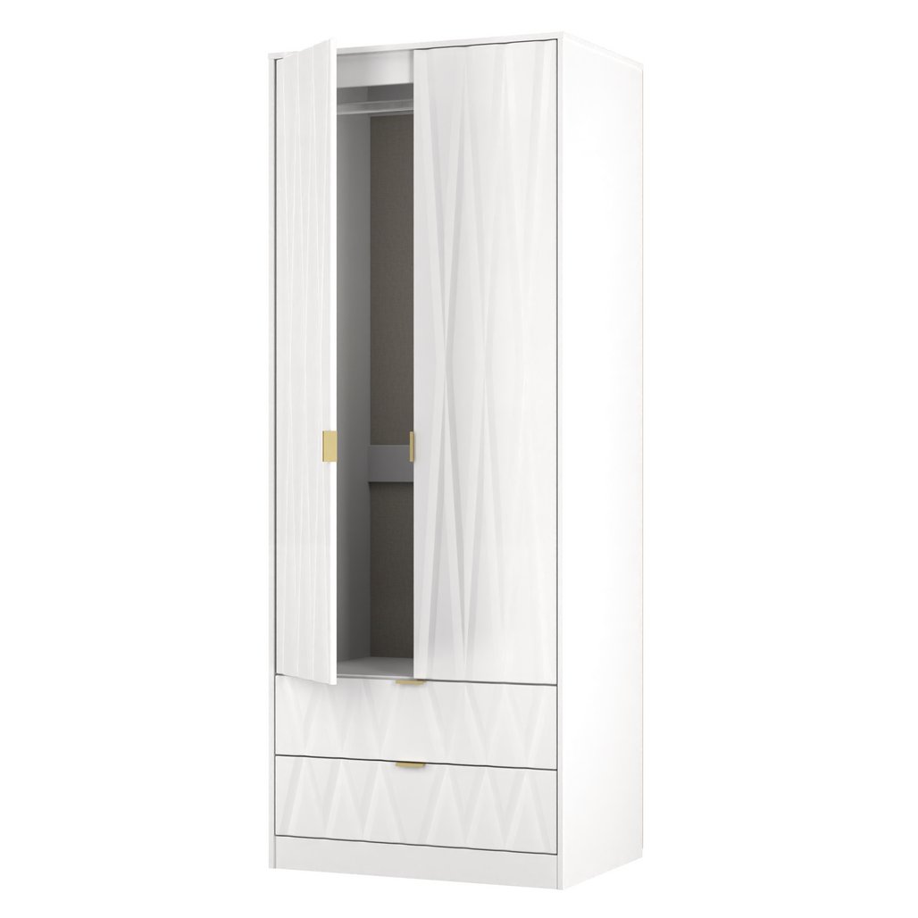 Las Vegas Tall 2 Door 2 Drawer Double Wardrobe with Gold Handles