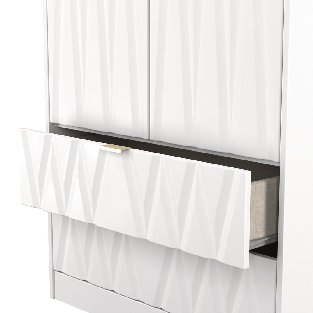 Las Vegas Tall 2 Door 2 Drawer Double Wardrobe with Gold Handles