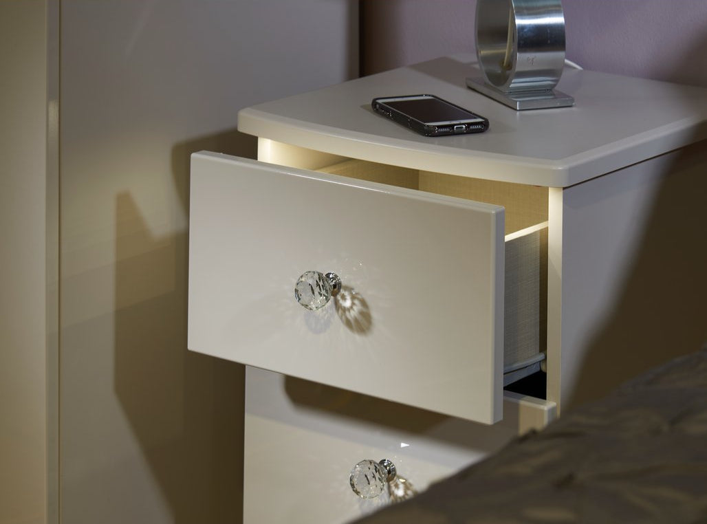 Lumiere 2 Drawer Bedside Table with Built-In Lights
