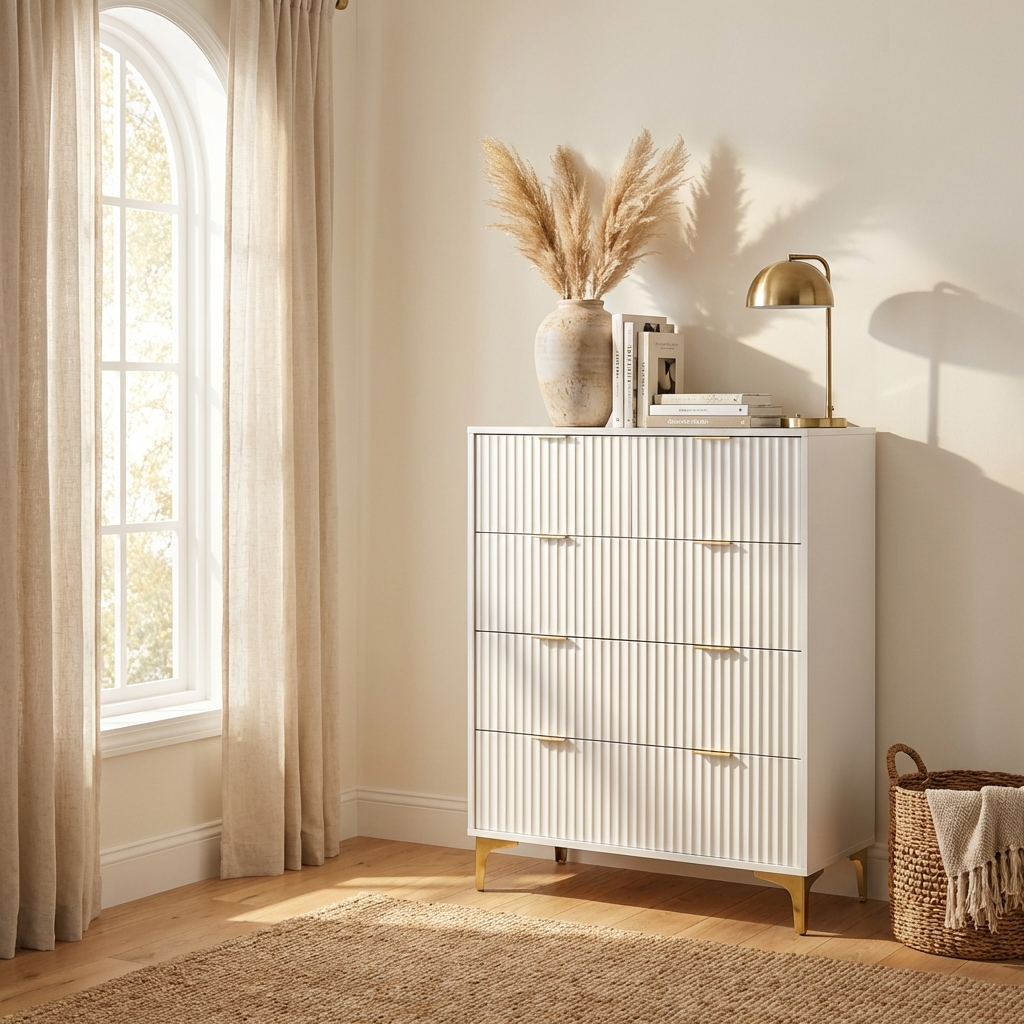 Miami Ridged 3+2 Drawer Fluted Chest of Drawers