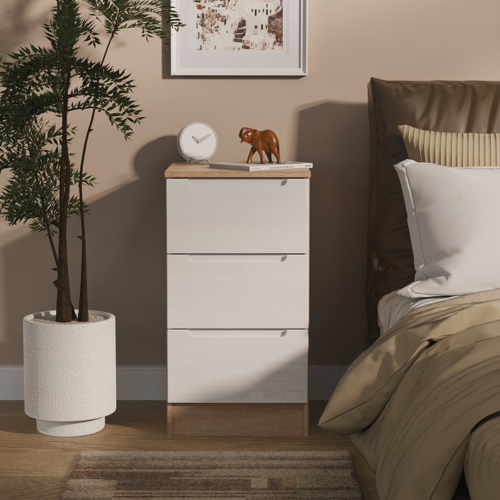 Milan 3 Drawer Bedside Table