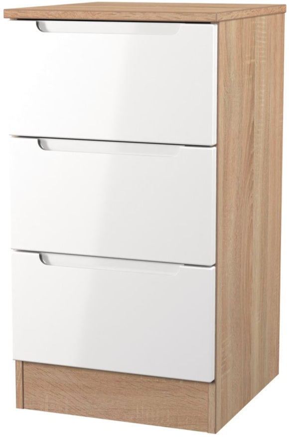 Milan 3 Drawer Bedside Table
