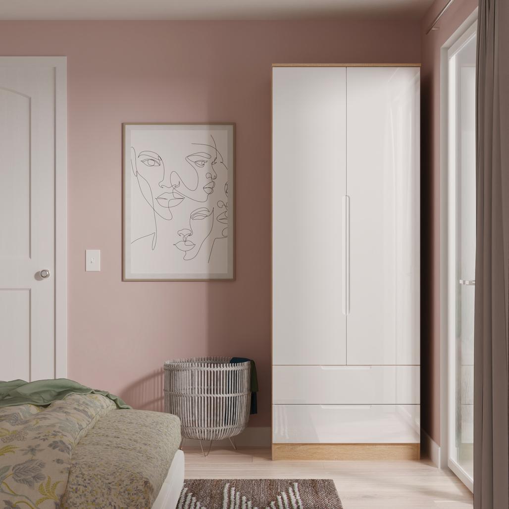 Milan Tall 2 Door 2 Drawer Double Wardrobe