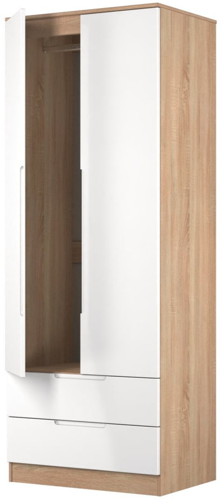 Milan Tall 2 Door 2 Drawer Double Wardrobe