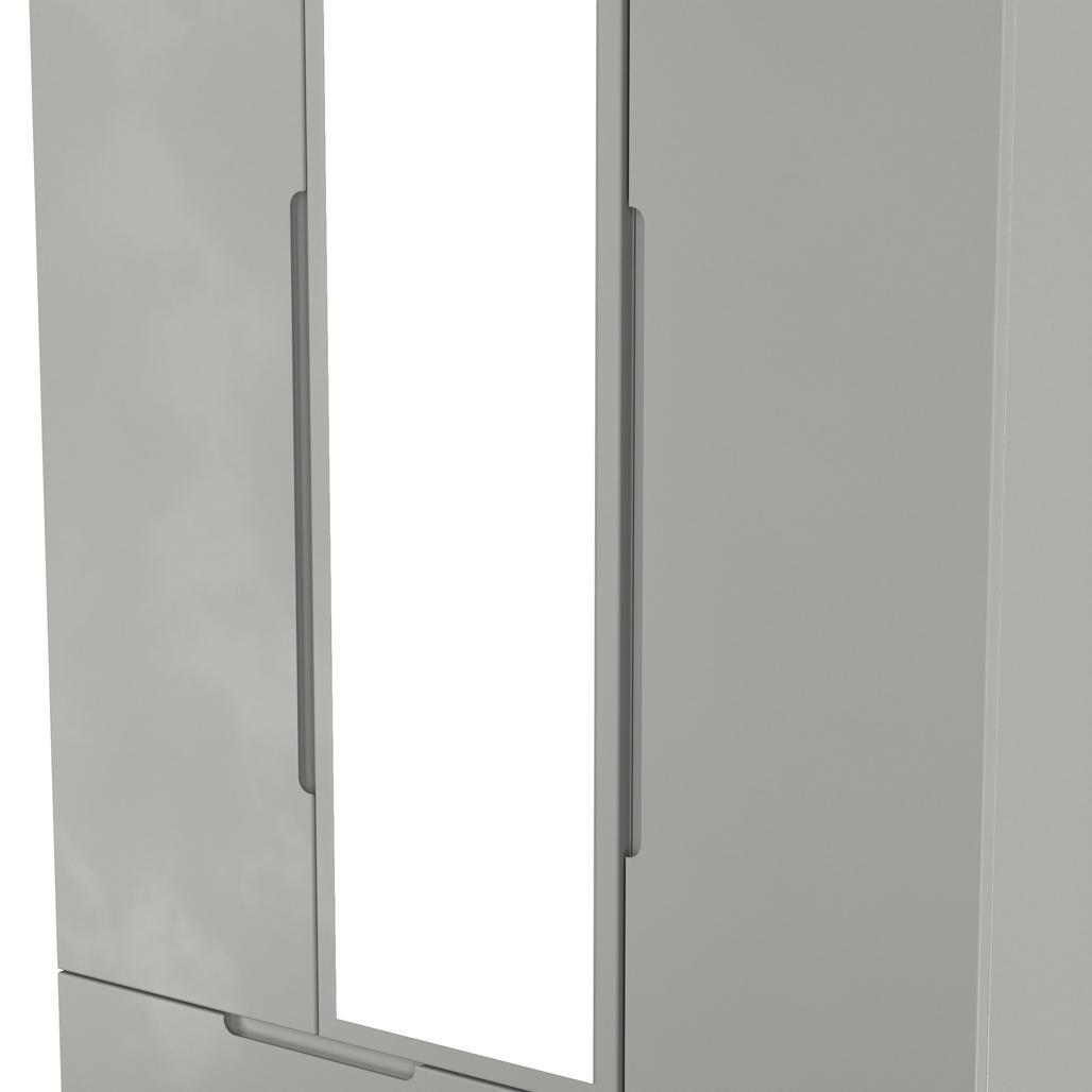 Milan Tall Mirrored 3 Door 2 Drawer Triple Wardrobe