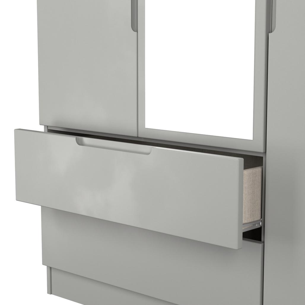 Milan Tall Mirrored 3 Door 2 Drawer Triple Wardrobe