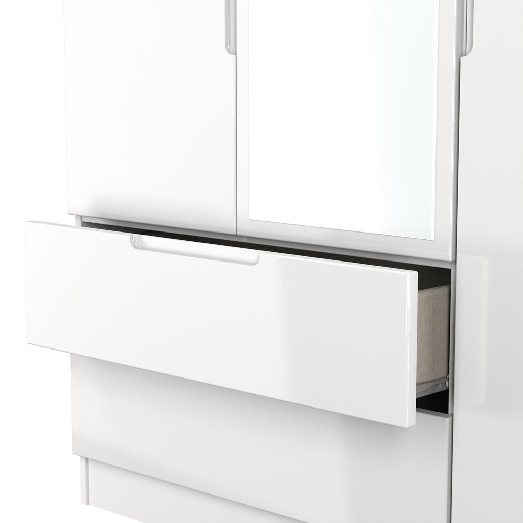 Milan Tall Mirrored 3 Door 2 Drawer Triple Wardrobe