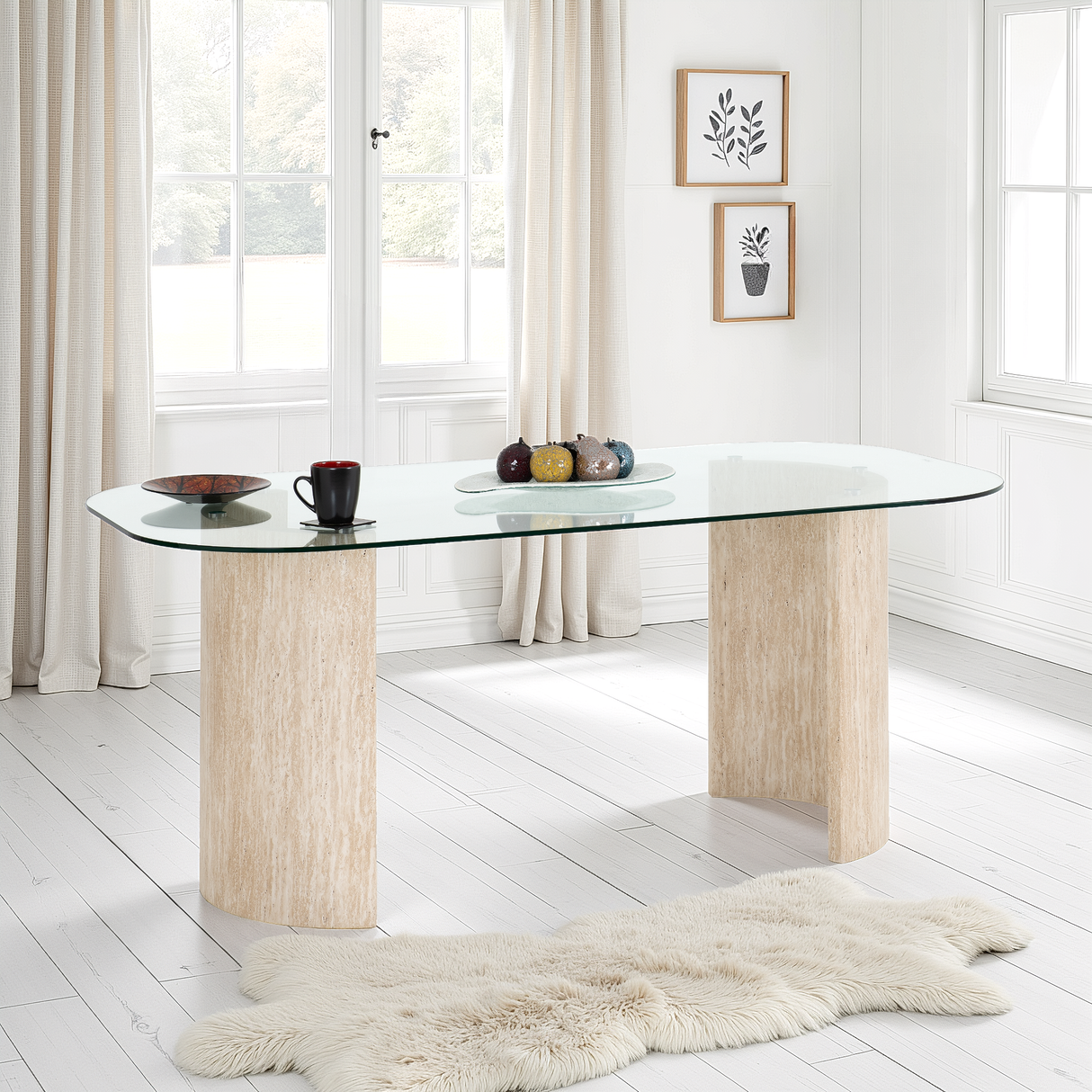 Modena Glass Top 180cm Dining Table