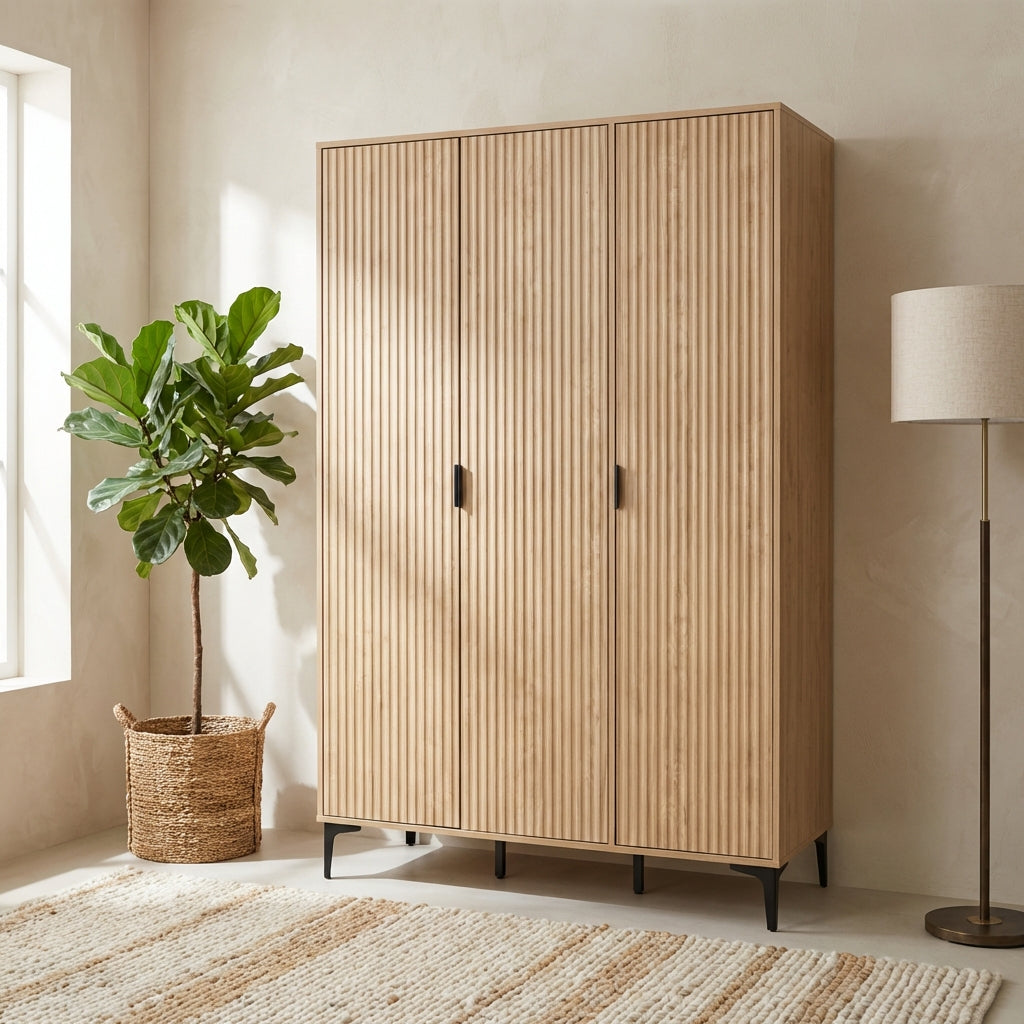 Miami Ridged 3 Door Fluted Triple Wardrobe