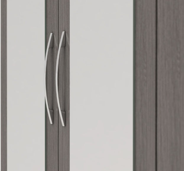 Nevada 3 Door 2 Drawer Mirrored Wardrobe